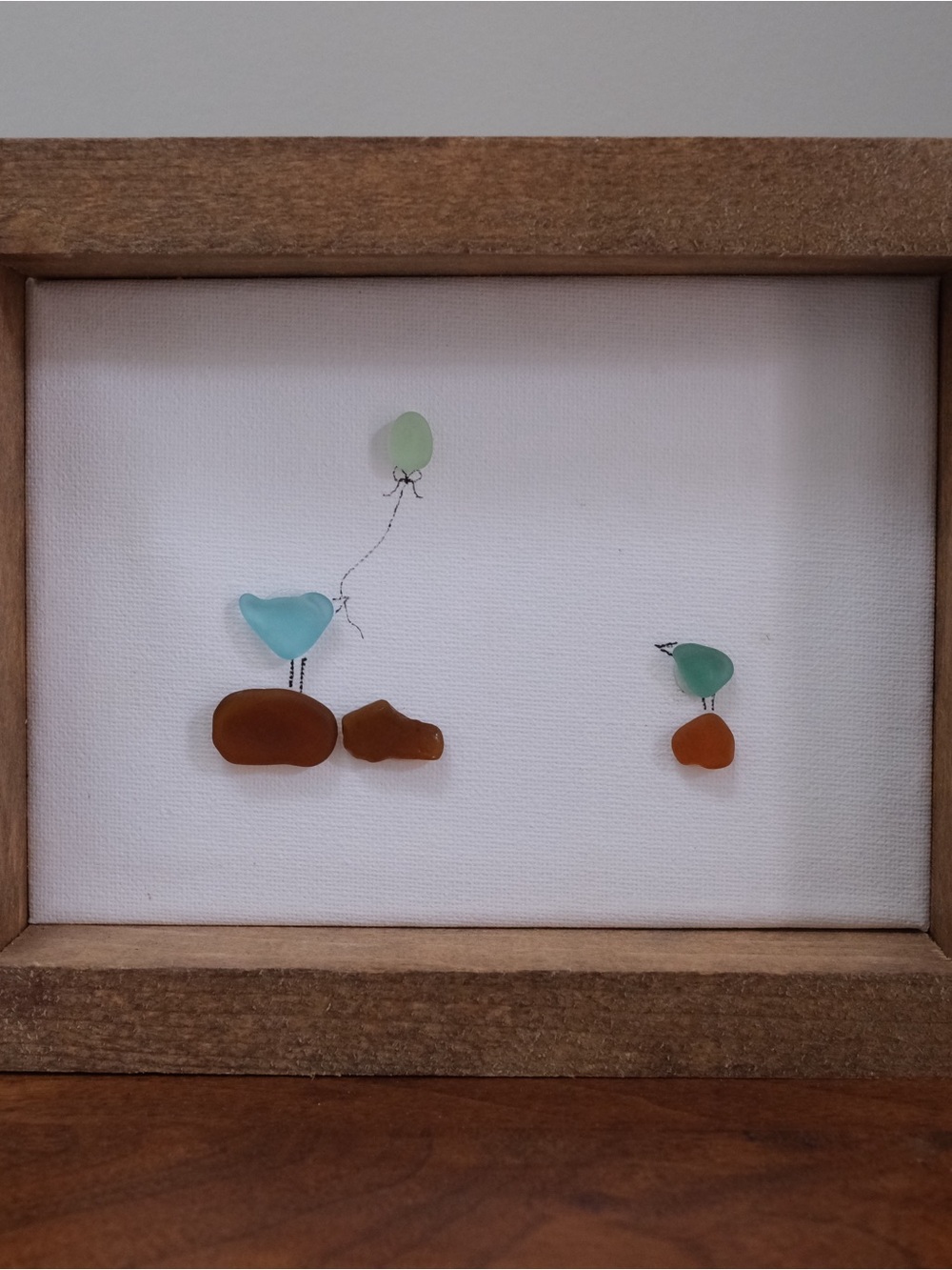 Handmade Sea Glass Family Art Shadow Box Decor